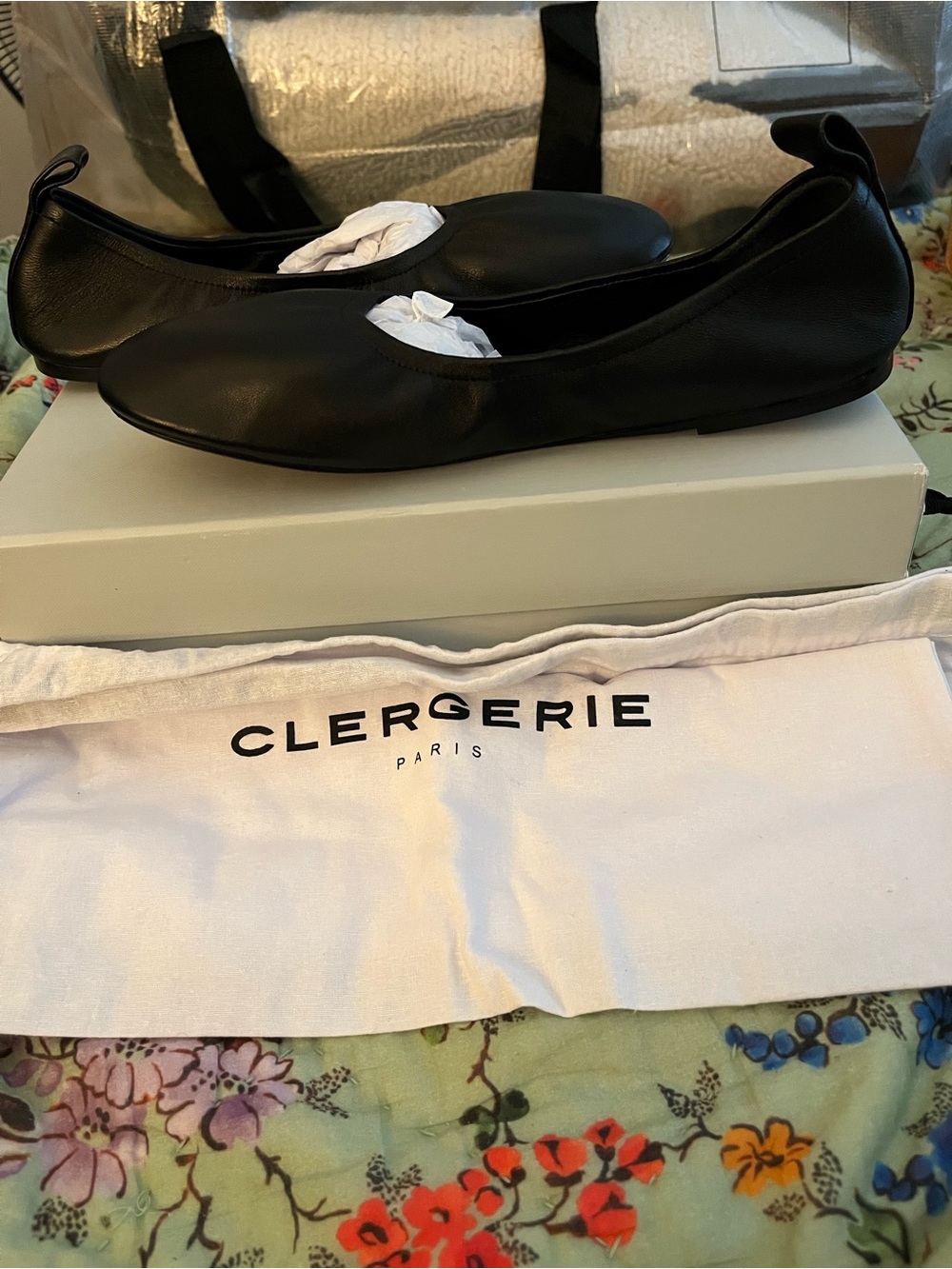 Robert Clergerie Black Leather Slip-On Ballet Flats